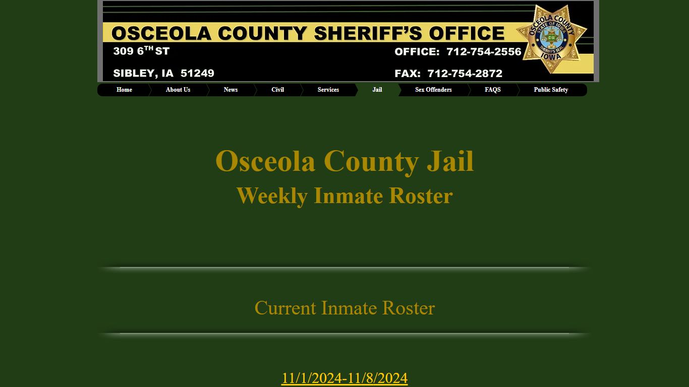 Current Inmates | sheriff - Osceola County Jail