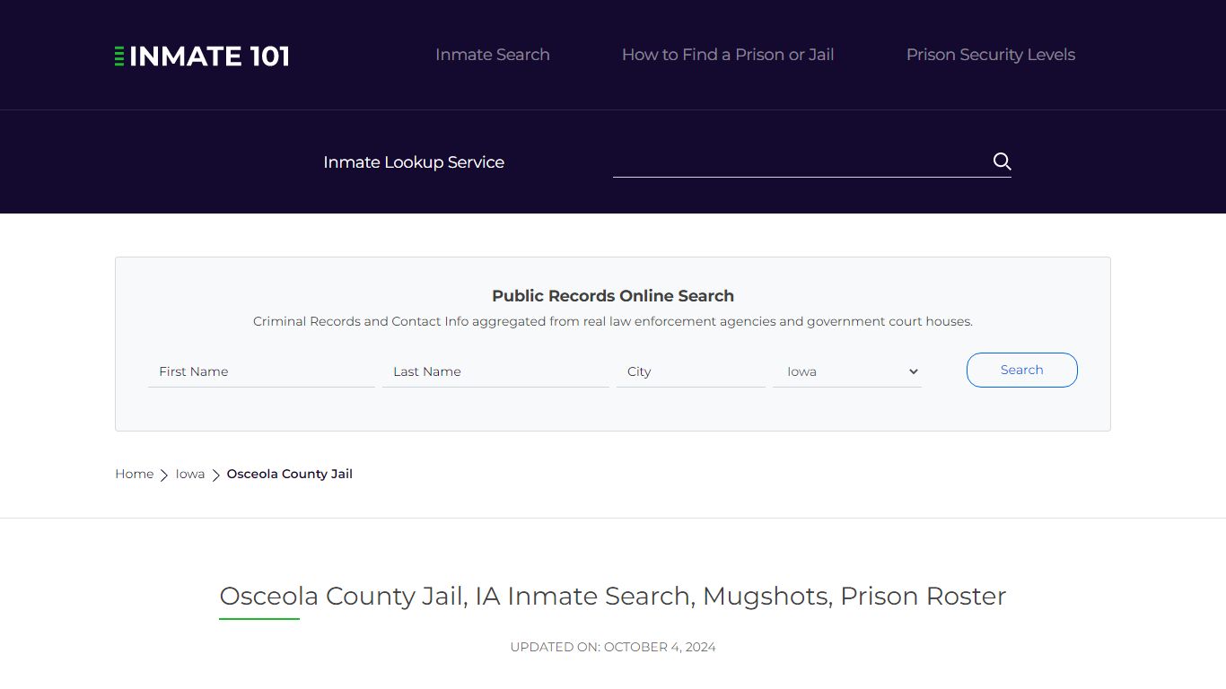 Osceola County Jail, IA Inmate Search, Mugshots, Prison Roster