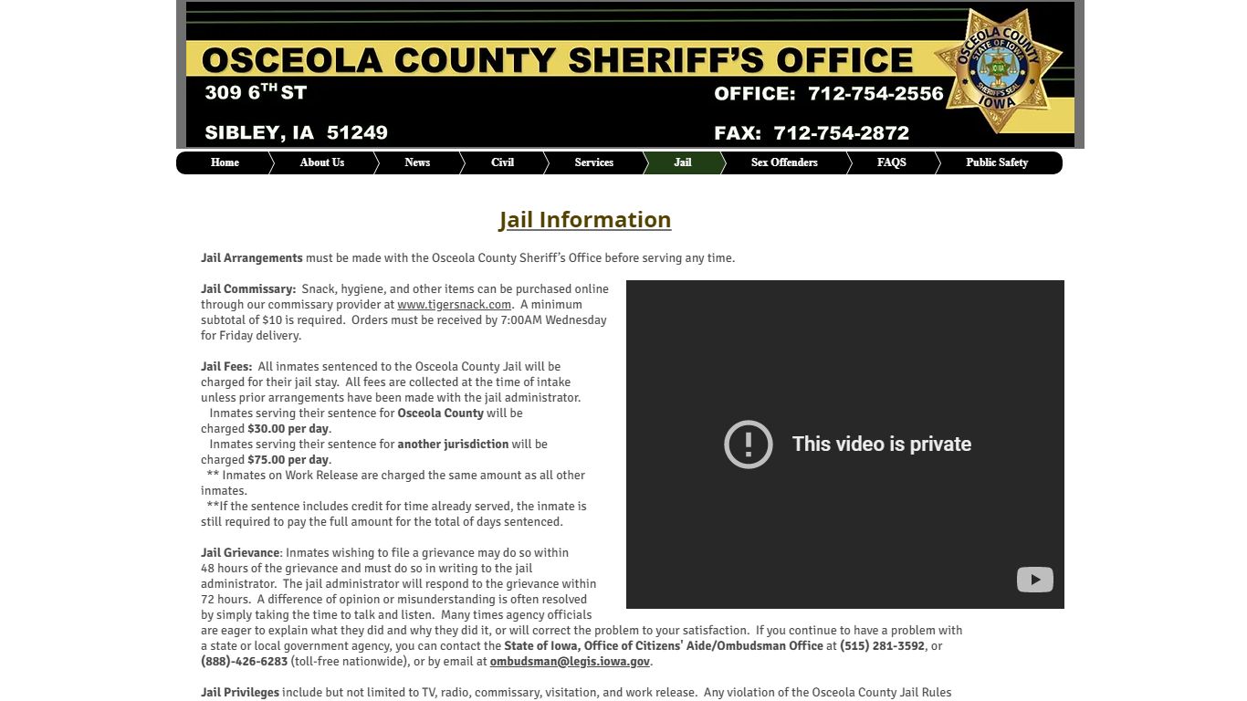 Jail Information - sheriff